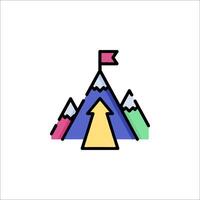 A mountain with a flag and arrow pointing up vector