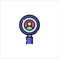 Magnifying glass icon with a person in the center vector