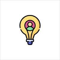 Light bulb icon with a person inside vector