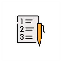 A pencil and a paper with the number two on it vector