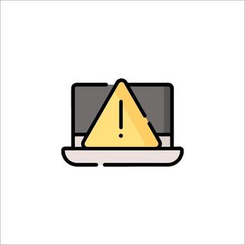 A computer with a warning sign on it vector