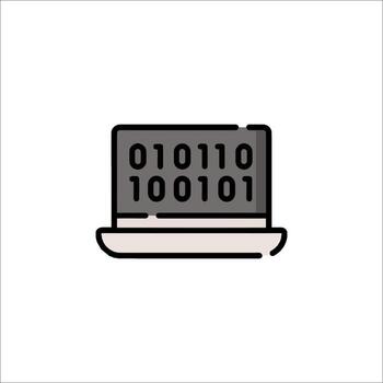 un ordenador portátil computadora con binario código en eso vector