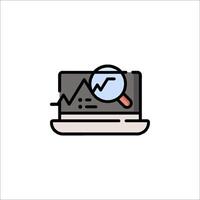 A laptop with a magnifying glass and a graph vector