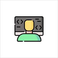 A person sitting in front of a computer screen vector