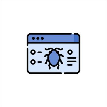 A bug on a computer screen with a blue outline vector