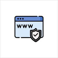 A website with a shield and a check mark vector