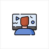 A man is watching a on a computer screen vector