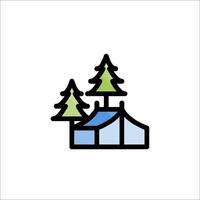 A tent with trees and a sign that says camping vector