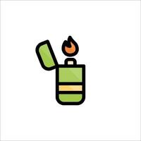 A green lighter with a flame on it vector