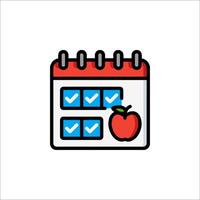 Calendar icon with apple and check mark vector