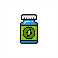 A bottle of pills with a lightning bolt on it vector