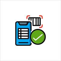 A phone with a check mark and a barcode vector