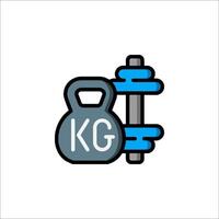 Kg icon with weights and barbell vector