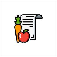 A carrot and an apple are on a paper vector