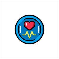 Heartbeat icon in a circle with a heartbeat line vector