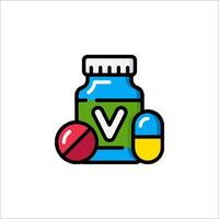 A bottle of vitamins and pills on a white background vector