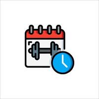 Calendar icon with a clock and weights vector