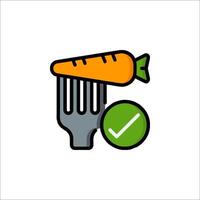 A carrot and fork icon with a tick vector