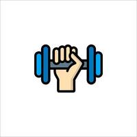A hand holding a dumbbell icon vector