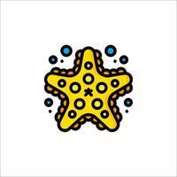 A starfish icon with bubbles and dots vector