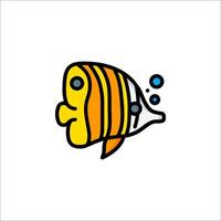 A fish icon with a yellow and orange stripe vector