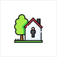 A house with a person standing outside it vector