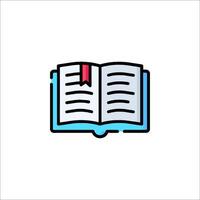 An open book icon with a red ribbon vector