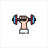 A hand holding a dumbbell icon vector