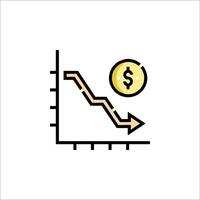 A graph with a dollar coin going up vector
