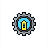 A house in a gear wheel icon vector