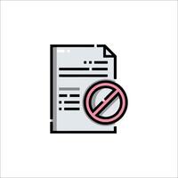 A document with a no sign on it vector