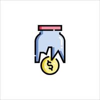 A jar with a dollar coin inside it on a white background vector