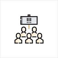 A group of people in front of a white board vector