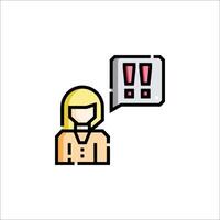 A woman is talking to a person with a speech bubble vector