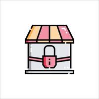 A pink and white shop with a lock on it vector