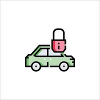 Car with padlock icon illustration vector