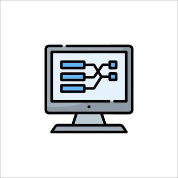 A computer monitor with a blue line on it vector