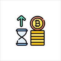 Bitcoin and hourglass icon vector