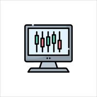 A computer monitor with a bar chart on it vector