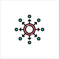 A circle with arrows and circles around it vector