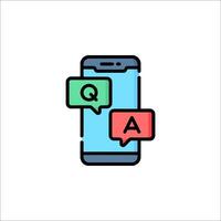 A smartphone with two speech bubbles and a question mark vector