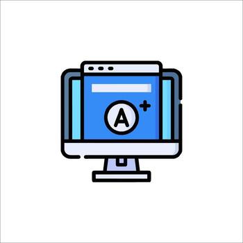 A computer monitor with an a plus icon on it vector