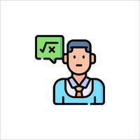 A man with a speech bubble and a check mark vector