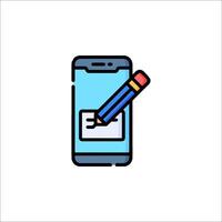 A phone with a pen and a paper icon vector