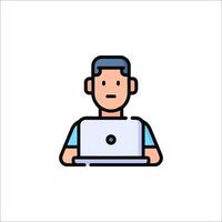 A man with a laptop icon on a white background vector
