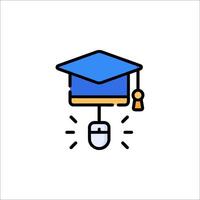 A graduation hat with a computer mouse on top vector