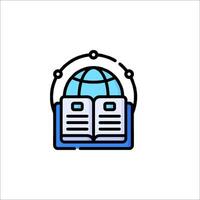 An open book with a globe on it vector