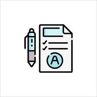 A pen and paper icon with a check mark vector