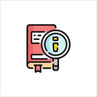 A magnifying glass icon with a book and a magnifying glass vector