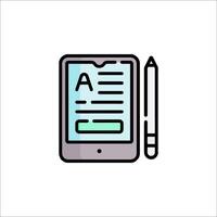 A tablet with a pencil and a paper vector